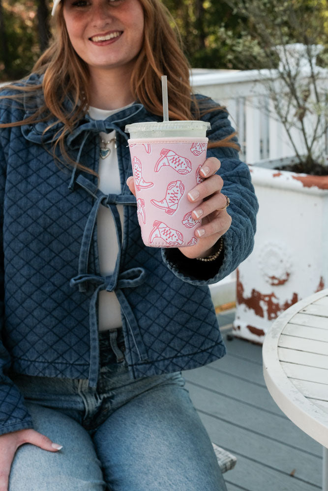 Pink Cowgirl Iced Coffee Sleeve