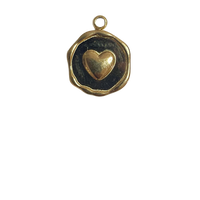 Round Gold Plated Heart Charm
