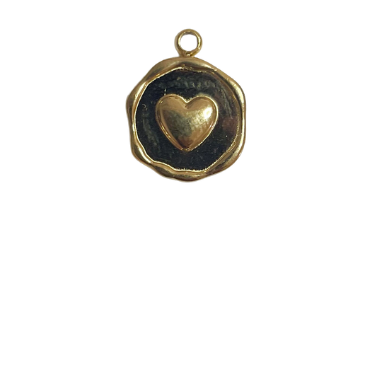 Round Gold Plated Heart Charm