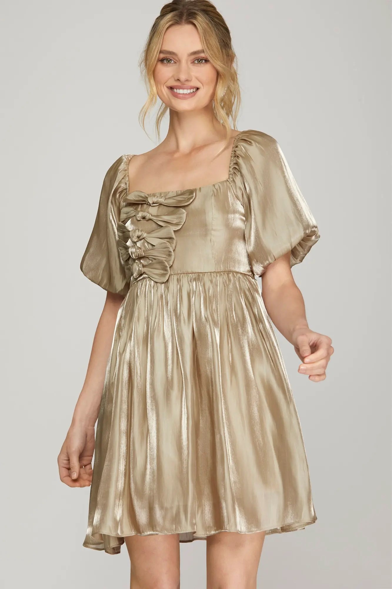 Holiday Gold Bow Dress
