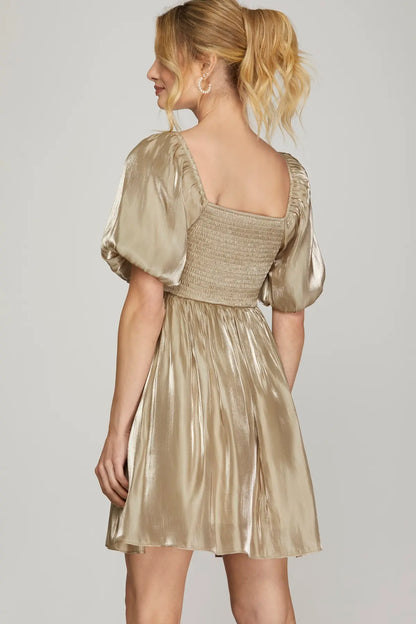Holiday Gold Bow Dress