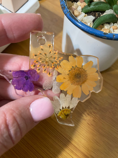 Pressed Flower Texas Keychain