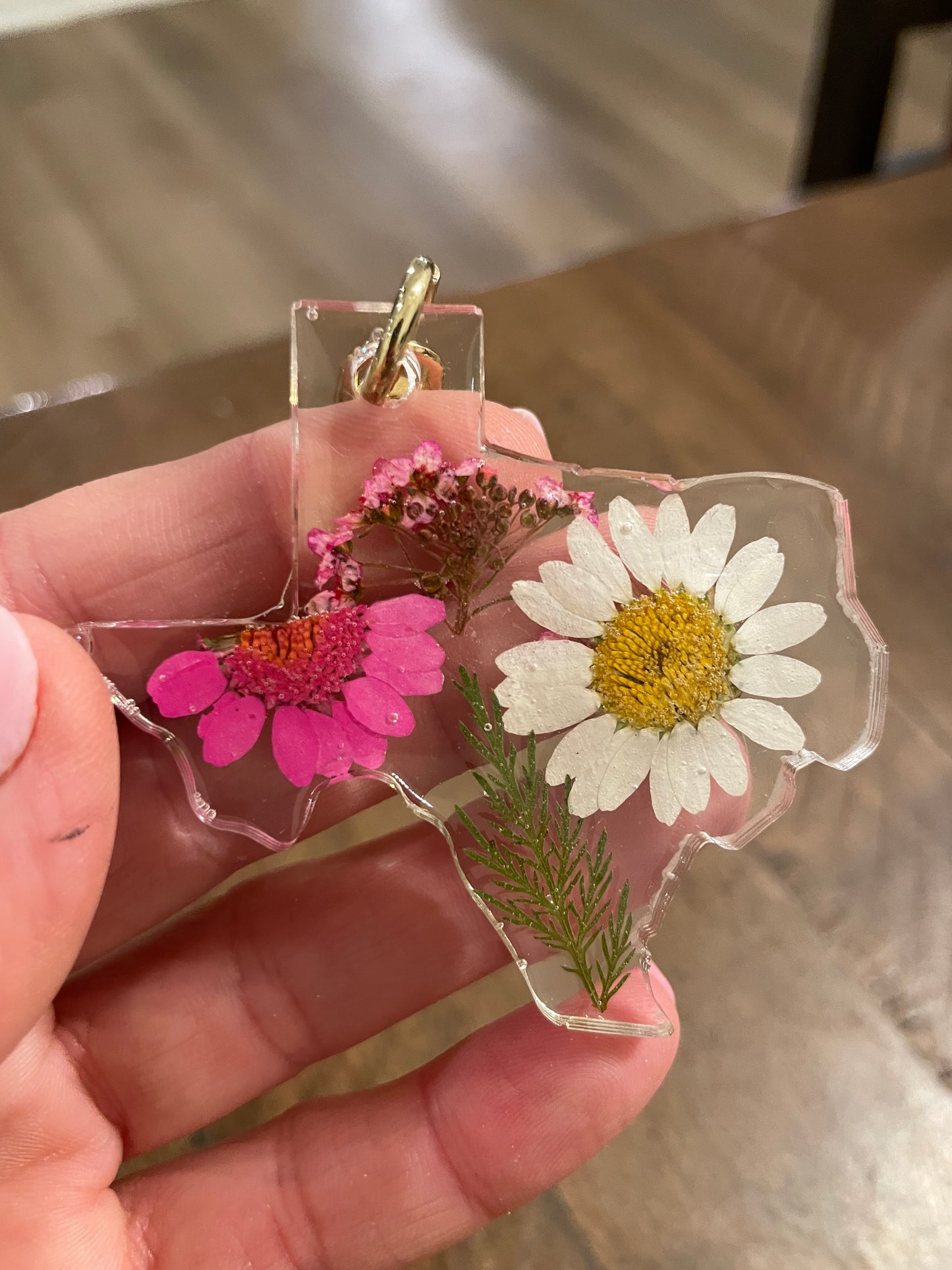 Pressed Flower Texas Keychain