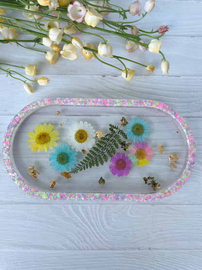 Clear Wildflower Jewelry Tray