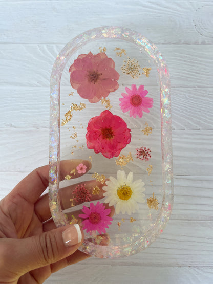 Clear Wildflower Jewelry Tray