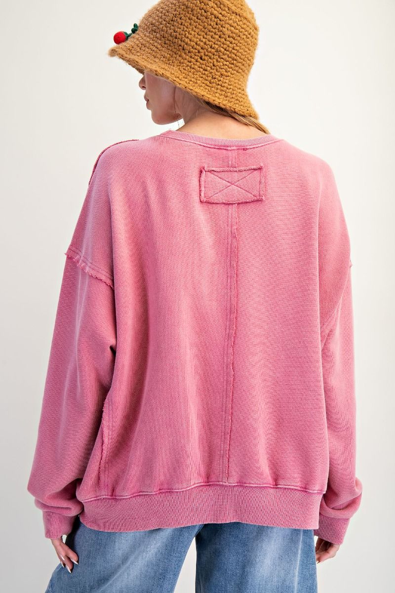 Strawberry Patchwork Washed Terry Pullover