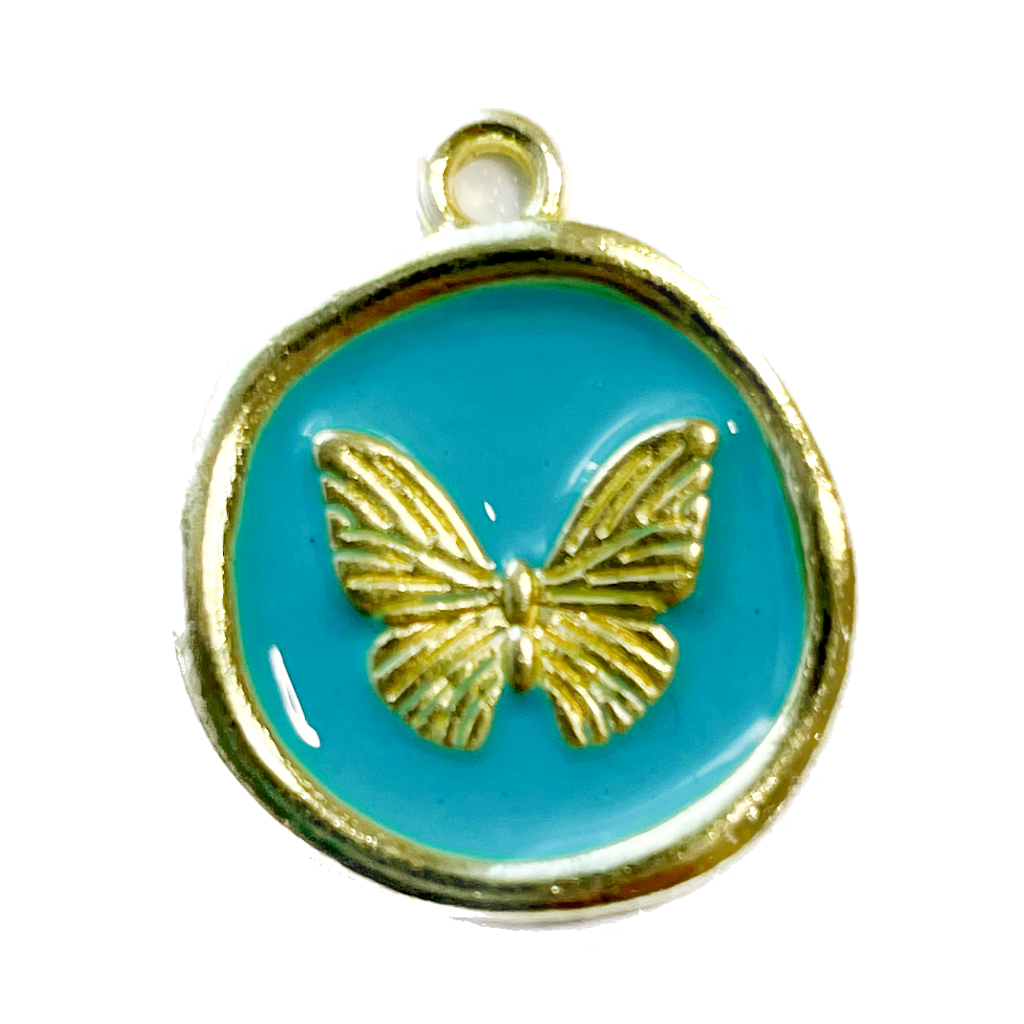 Gold Butterfly - Turquoise Charm
