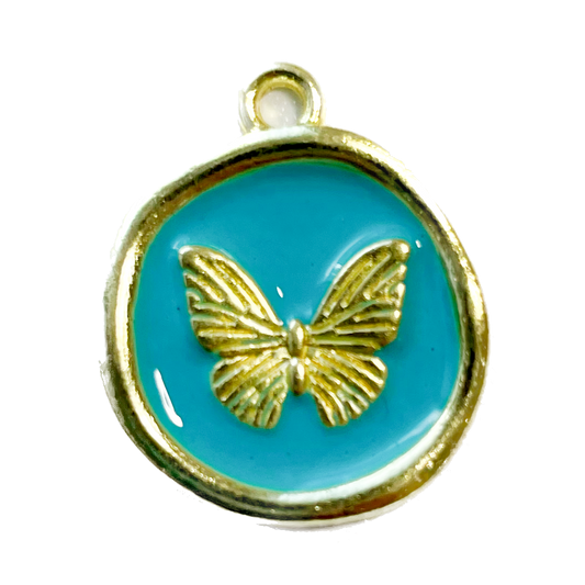 Gold Butterfly - Turquoise Charm