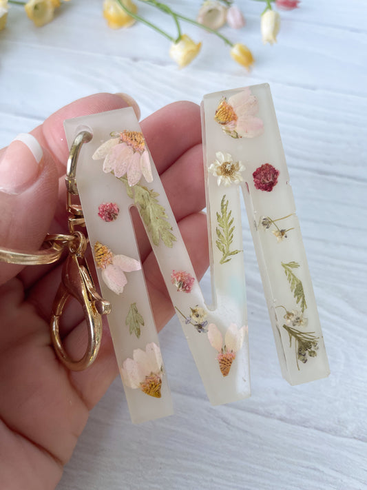 Khaki Wildflower Keychain Letter