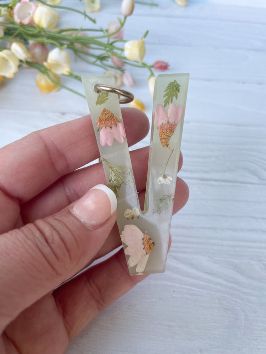 Sage Wildflower Key Chain Letter