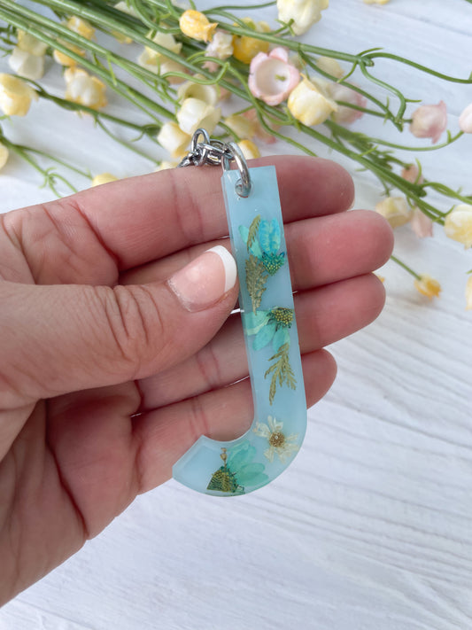 Blue Wildflower Key Chain Letter