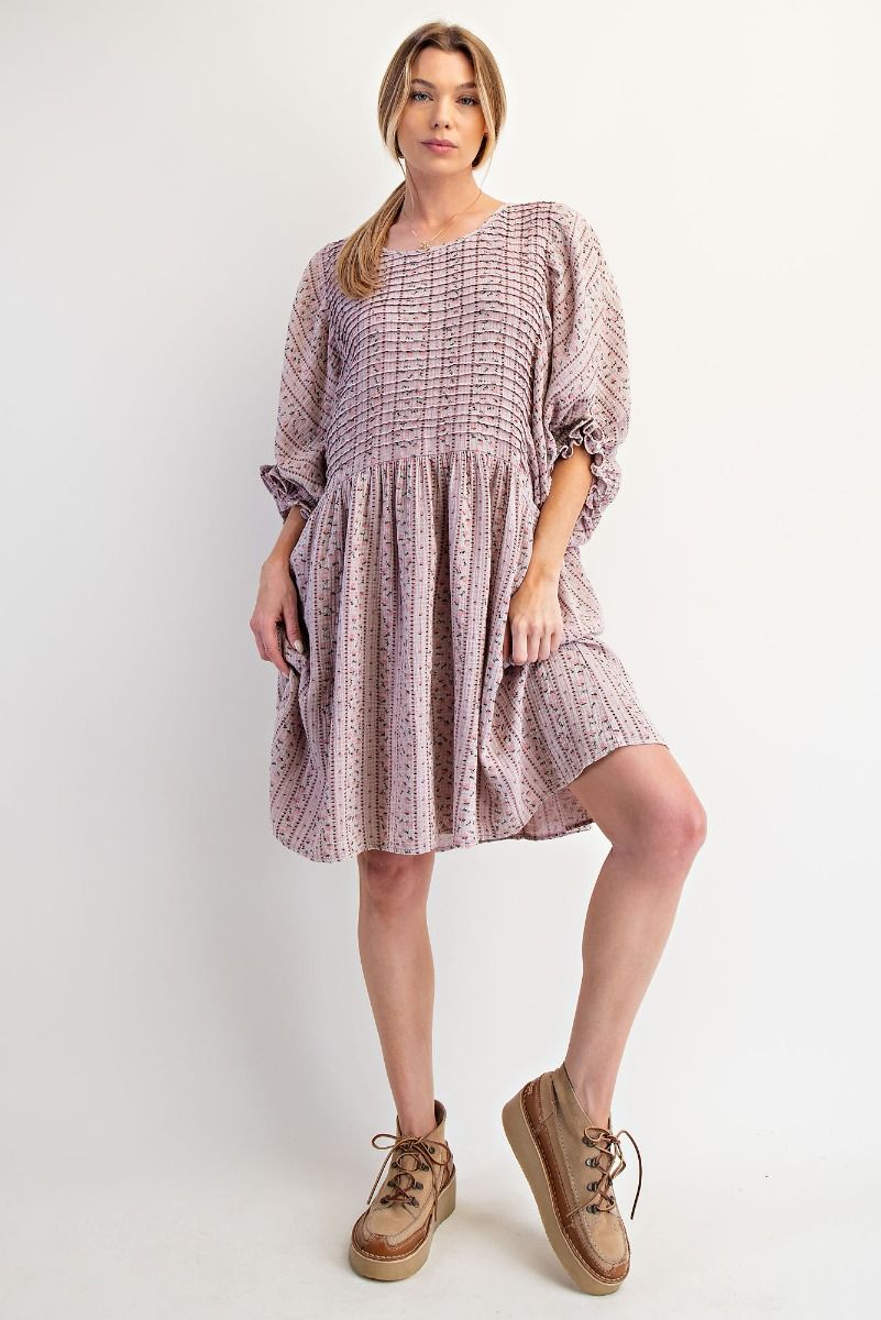 🌷 Listing: Easel Dusty Lilac Floral Dress – Relaxed Fit Feminine Dress