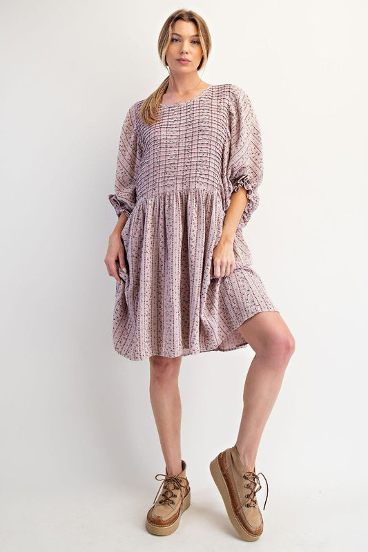 🌷 Listing: Easel Dusty Lilac Floral Dress – Relaxed Fit Feminine Dress