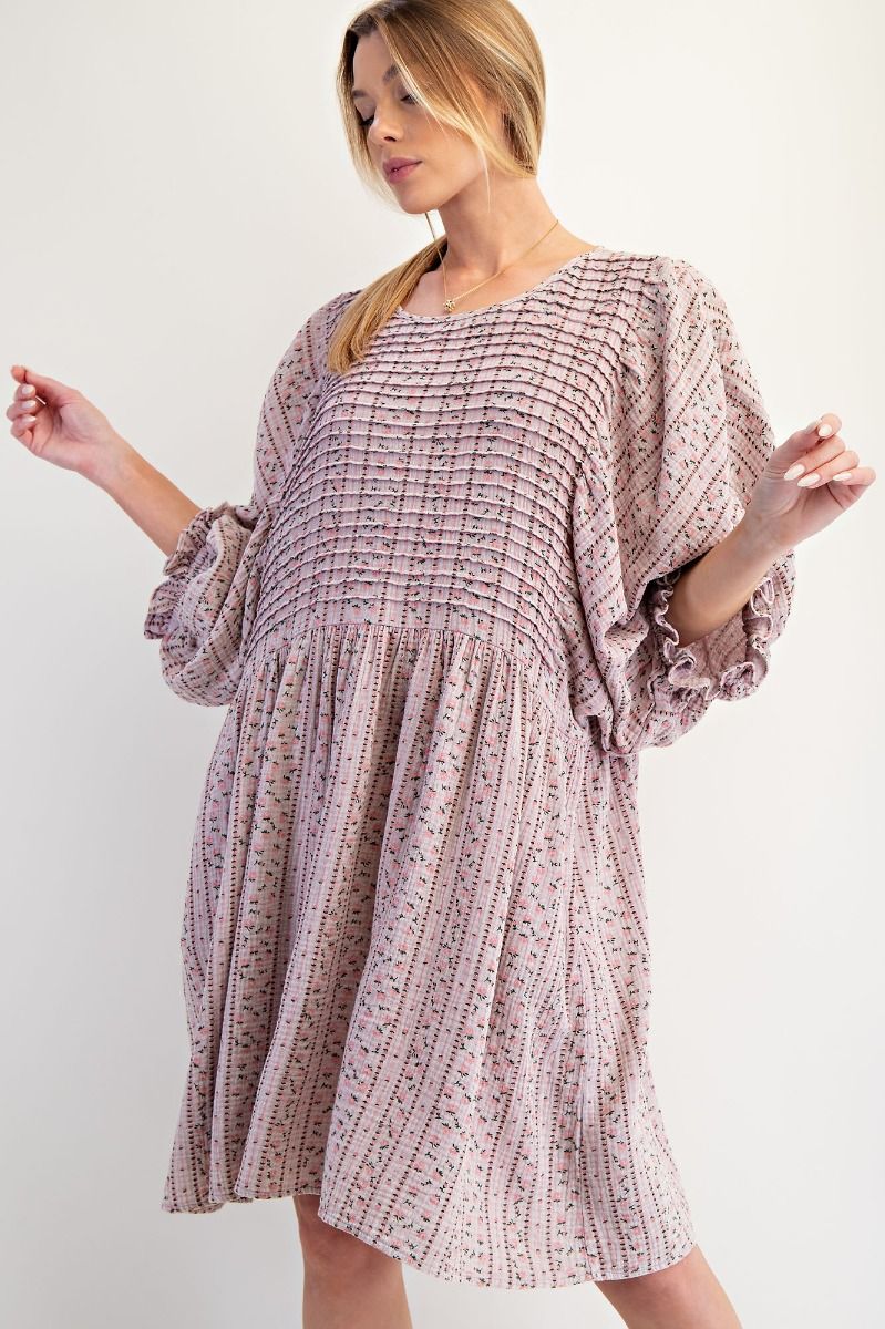 🌷 Listing: Easel Dusty Lilac Floral Dress – Relaxed Fit Feminine Dress