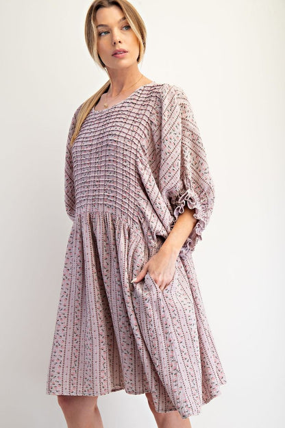 🌷 Listing: Easel Dusty Lilac Floral Dress – Relaxed Fit Feminine Dress