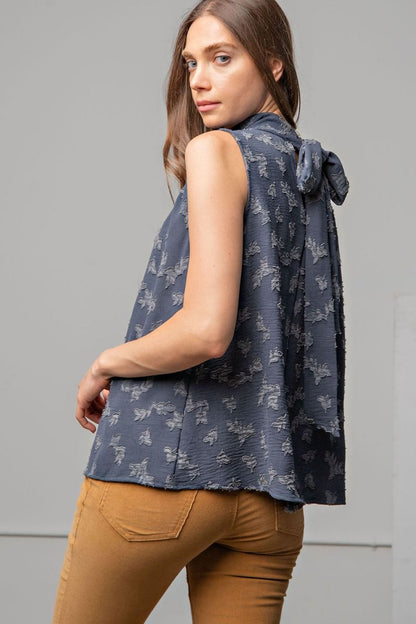 Vintage Floral Top with Bow Tie in Back