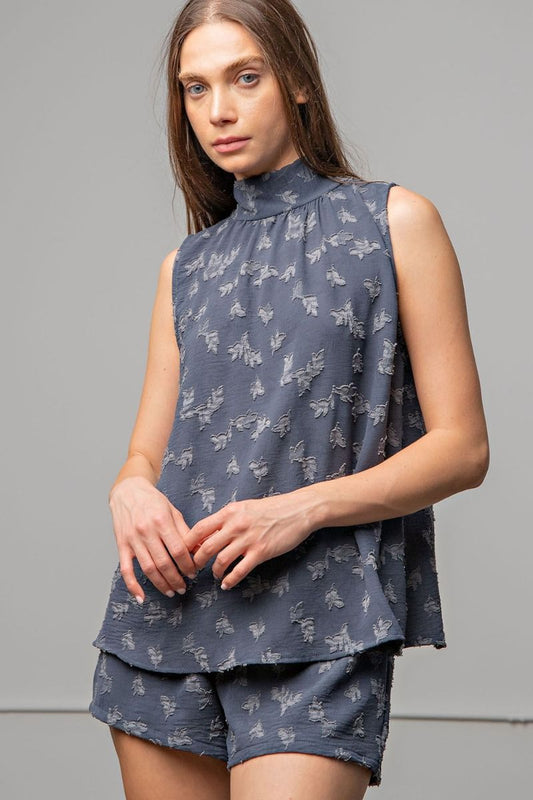 Vintage Floral Top with Bow Tie in Back