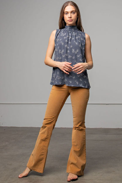 Vintage Floral Top with Bow Tie in Back